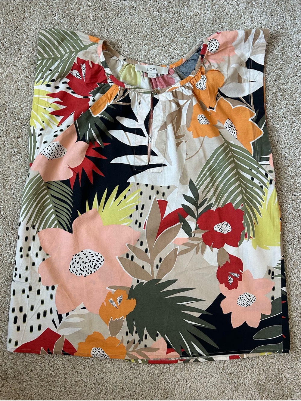 LOFT Tropical Cap Sleeve Top
